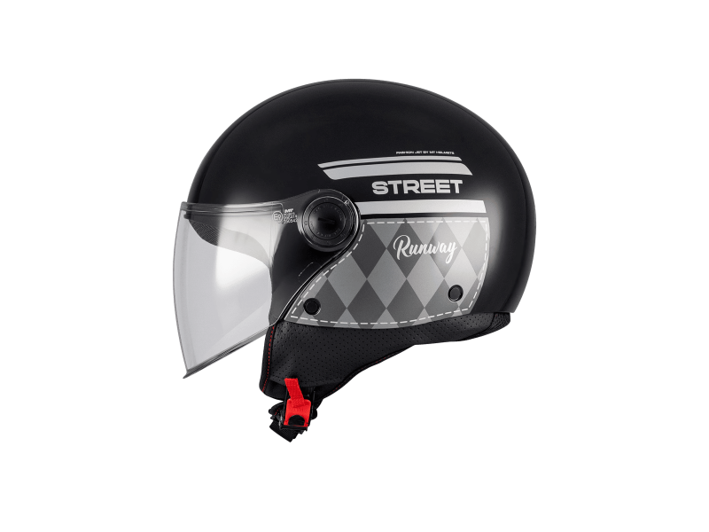 Casca open face motociclete MT Street S Runway B2 negru/gri lucios - omologare noua ECE 22.06