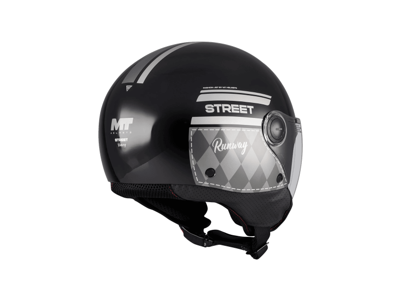Casca open face motociclete MT Street S Runway B2 negru/gri lucios - omologare noua ECE 22.06