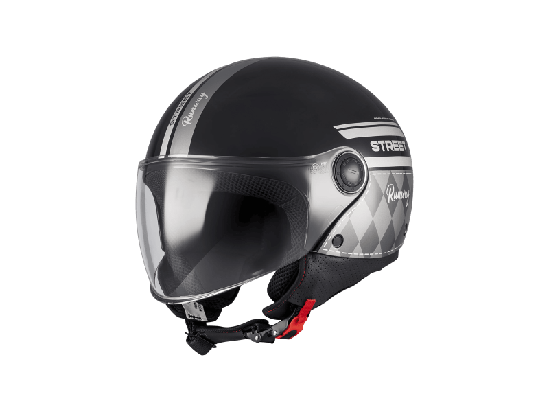 Casca open face motociclete MT Street S Runway B2 negru/gri lucios - omologare noua ECE 22.06