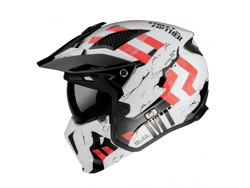 Casca MT Streetfighter SV Skull2020 A0 alb lucios (ochelari soare integrati) - masca (protectie) barbie si cozoroc detasabile Casca MT Streetfighter SV Skull2020 A0 alb lucios (ochelari soare integrati) - masca (protectie) barbie si cozoroc detasabile