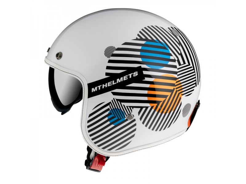 Casca open face MT Le Mans 2 SV Zero A4 alb/portocaliu lucios (ochelari soare integrati)