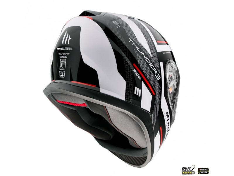 Casca integrala MT Thunder III SV Carry E0 alb/negru lucios (ochelari soare integrati)