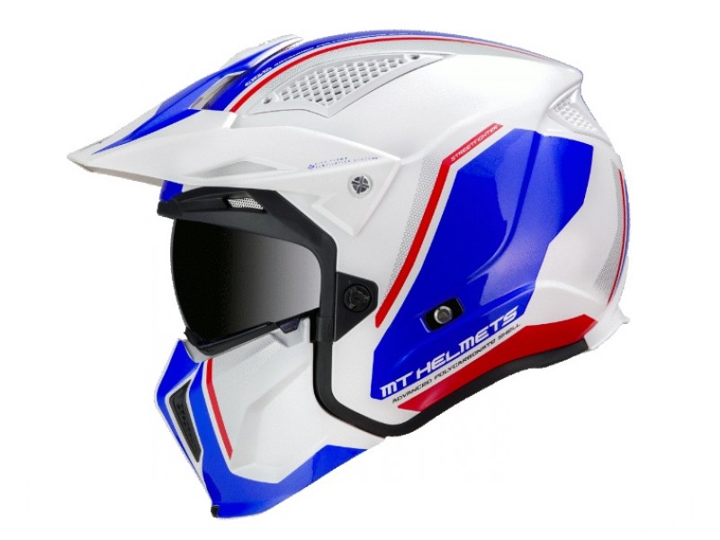 Casca MT Streetfighter SV Twin B7 alb/albastru lucios (ochelari soare integrati) - masca (protectie) barbie si cozoroc detasabile Casca MT Streetfighter SV Twin B7 alb/albastru lucios (ochelari soare integrati) - masca (protectie) barbie si cozoroc detasabile