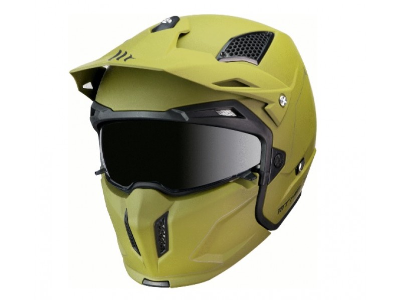 Casca MT Streetfighter SV solid A6 verde mat (ochelari soare integrati) - masca (protectie) barbie si cozoroc detasabile Casca MT Streetfighter SV solid A6 verde mat (ochelari soare integrati) - masca (protectie) barbie si cozoroc detasabile