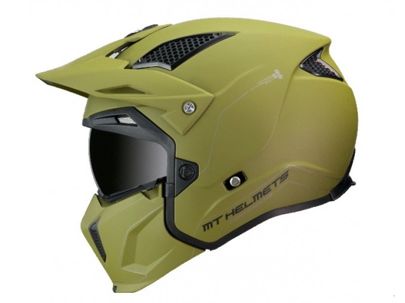 Casca MT Streetfighter SV solid A6 verde mat (ochelari soare integrati) - masca (protectie) barbie si cozoroc detasabile Casca MT Streetfighter SV solid A6 verde mat (ochelari soare integrati) - masca (protectie) barbie si cozoroc detasabile