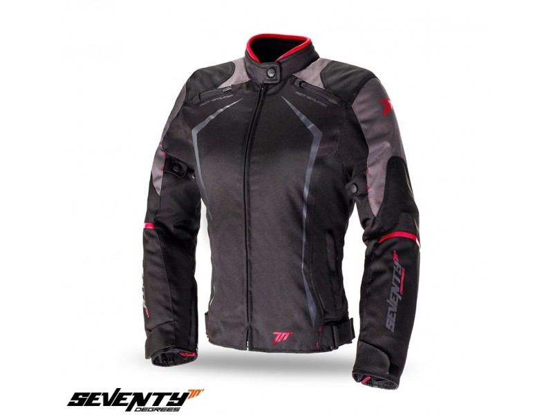 Geaca (jacheta) motociclete femei Racing Seventy vara/iarna model SD-JR49 culoare: negru/rosu