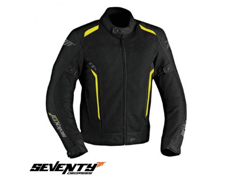 Geaca (jacheta) motociclete barbati Touring vara Seventy model SD-JT32 culoare: negru/galben fluor