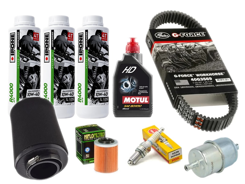 Pachet complet revizie ATV CFMOTO 400/450/500/520/550/600/625 (ulei motor + grupuri, filtru aer, filtru benzina, bujie, curea) Pachet complet revizie ATV CFMOTO 400/450/500/520/550/600/625 (ulei motor + grupuri, filtru aer, filtru benzina, bujie, curea)