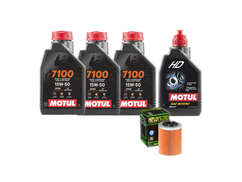 Pachet revizie ATV CFMOTO 450/520/550/600/800 (ulei Motul 7100 15W50 + ulei grupuri + filtru Hiflofiltro)