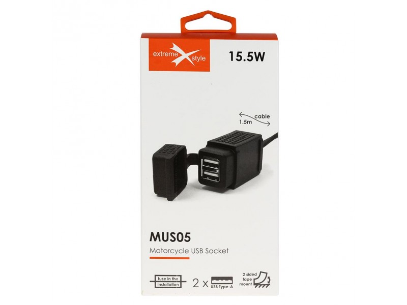 Priza USB pentru motociclete - 2 x USB - 2.1 A - MUS05