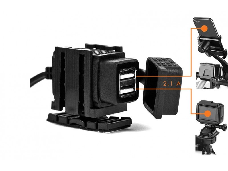 Priza USB pentru motociclete - 2 x USB - 2.1 A - MUS05