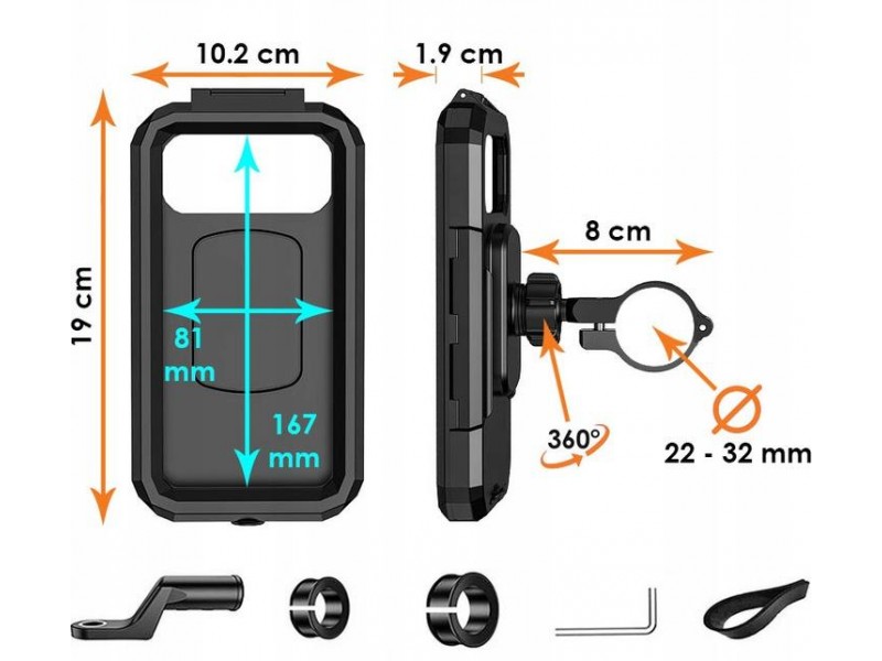 Suport telefon cu husa eXtremestyle model 167-Hard - montaj pe ghidon - 167x81x10 mm Suport telefon cu husa eXtremestyle model 167-Hard - montaj pe ghidon - 167x81x10 mm