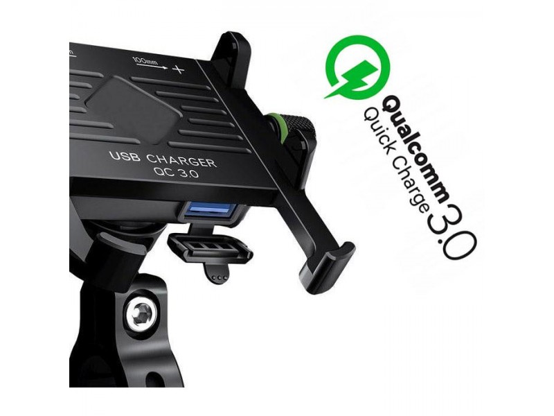 Suport telefon eXtremestyle model R10 cu port USB incarcare - montaj pe ghidon - latime reglabila 60-100 mm Suport telefon eXtremestyle model R10 cu port USB incarcare - montaj pe ghidon - latime reglabila 60-100 mm