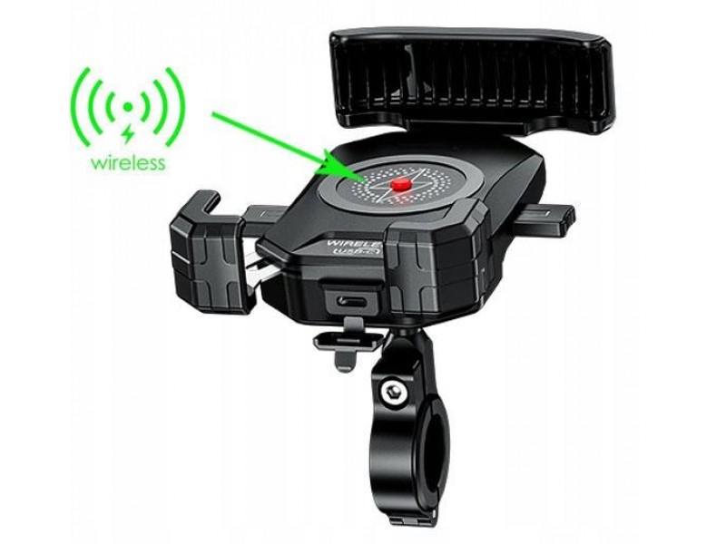 Suport telefon eXtremestyle model R15W-PD cu incarcare wireless si mufa usb C - montaj pe ghidon - latime maxima 89 mm Suport telefon eXtremestyle model R15W-PD cu incarcare wireless si mufa usb C - montaj pe ghidon - latime maxima 89 mm