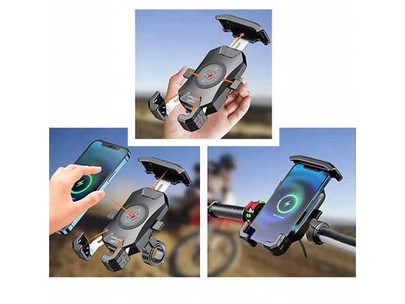 Suport telefon eXtremestyle model R15W-PD cu incarcare wireless si mufa usb C - montaj pe ghidon - latime maxima 89 mm Suport telefon eXtremestyle model R15W-PD cu incarcare wireless si mufa usb C - montaj pe ghidon - latime maxima 89 mm