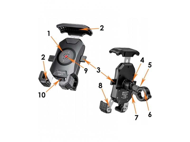 Suport telefon eXtremestyle model R15W-PD cu incarcare wireless si mufa usb C - montaj pe ghidon - latime maxima 89 mm Suport telefon eXtremestyle model R15W-PD cu incarcare wireless si mufa usb C - montaj pe ghidon - latime maxima 89 mm