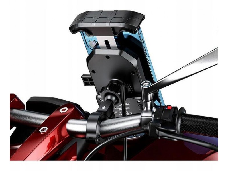 Suport telefon eXtremestyle model R15W-PD cu incarcare wireless si mufa usb C - montaj pe ghidon - latime maxima 89 mm Suport telefon eXtremestyle model R15W-PD cu incarcare wireless si mufa usb C - montaj pe ghidon - latime maxima 89 mm