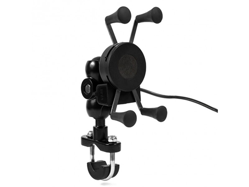 Suport telefon eXtremestyle tip RAM cu port USB incarcare - montaj pe ghidon - marime L, metal Suport telefon eXtremestyle tip RAM cu port USB incarcare - montaj pe ghidon - marime L, metal