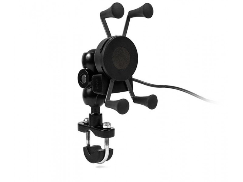 Suport telefon eXtremestyle tip RAM cu port USB incarcare - montaj pe ghidon - marime L, metal Suport telefon eXtremestyle tip RAM cu port USB incarcare - montaj pe ghidon - marime L, metal