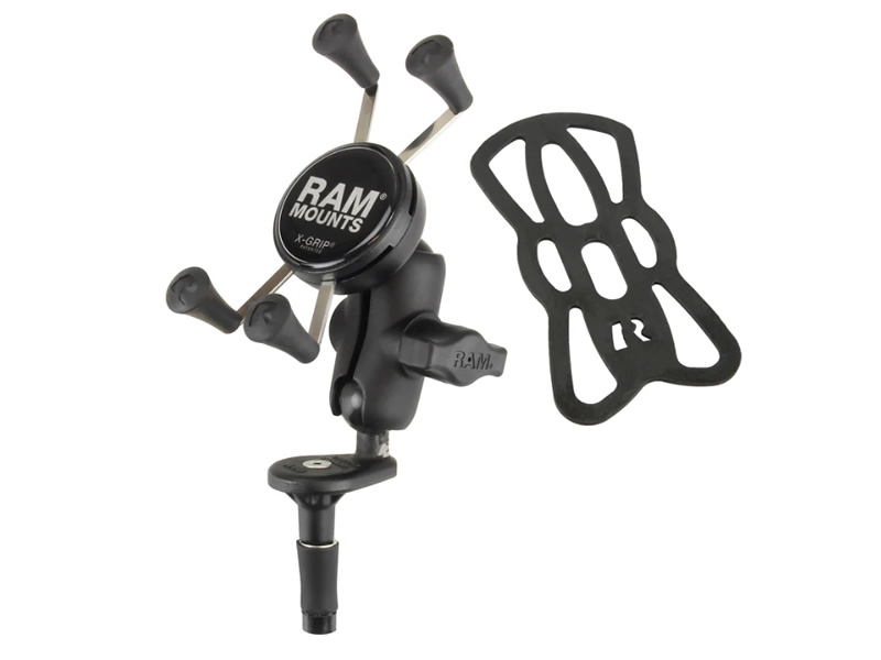 Suport telefon mobil (Iphone Max, Samsung Galaxy + / Note etc) cu montaj pe jugul furcii RAM Mount X-Grip - pentru telefoane cu diagonala mare