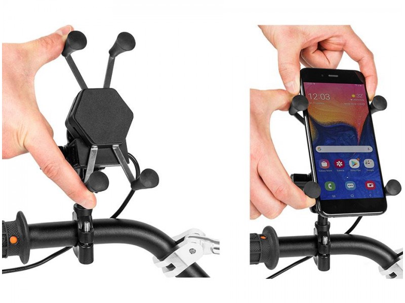 Suport telefon eXtremestyle tip RAM cu port USB incarcare - montaj pe ghidon - marime XL