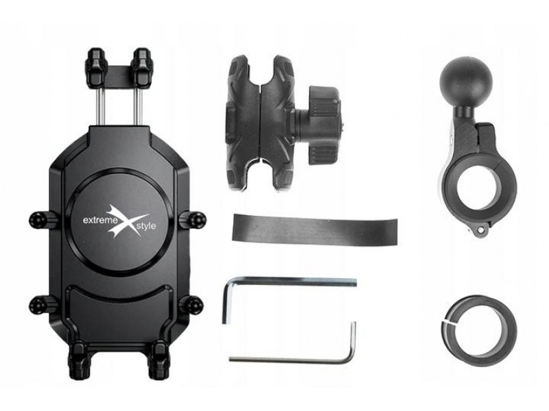 Suport telefon eXtremestyle model R19 cu mecanism antivibratii - montaj pe ghidon - latime reglabila 64-90 mm Suport telefon eXtremestyle model R19 cu mecanism antivibratii - montaj pe ghidon - latime reglabila 64-90 mm