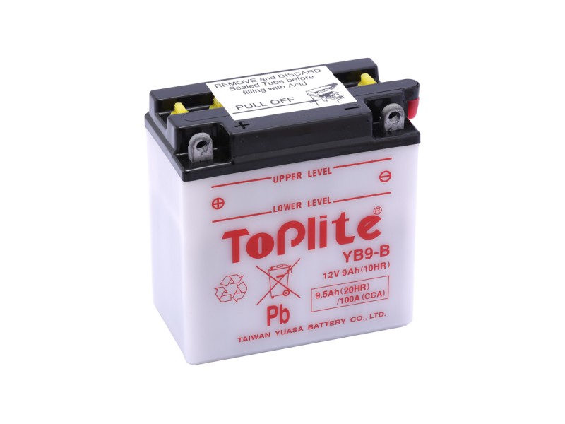 ACUMULATOR TOPLITE YUASA - YB9-B = 12N9-4B-1 (CU INTR. NU INCL. ACID) ACUMULATOR TOPLITE YUASA - YB9-B = 12N9-4B-1 (CU INTR. NU INCL. ACID)