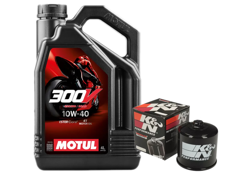 Pachet revizie ulei motor Motul 300V 10w40 - 4L + filtru ulei K&N