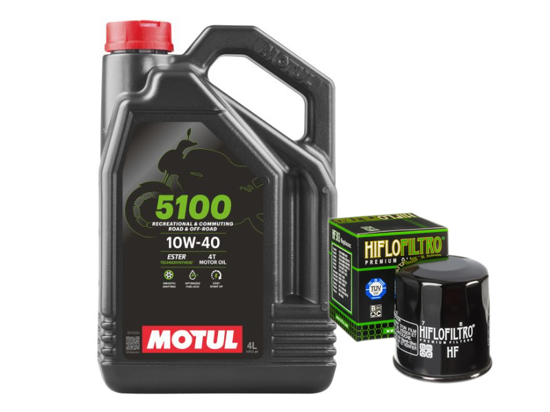 Pachet revizie ulei motor Motul 5100 10w40 - 4L + filtru ulei Hiflofiltro