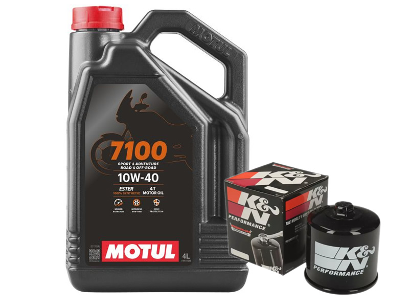 Pachet revizie ulei motor Motul 7100 10w40 - 4L + filtru ulei KN