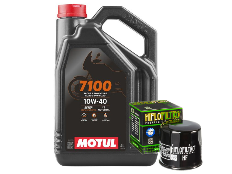 Pachet revizie ulei motor Motul 7100 10w40 - 4L + filtru ulei Hiflofiltro