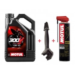 PACHET ULEI MOTOR MOTUL 300V 10W40 - 4L + PERIE CURATAT LANT + SPRAY DE FRANE PACHET ULEI MOTOR MOTUL 300V 10W40 - 4L + PERIE CURATAT LANT + SPRAY DE FRANE