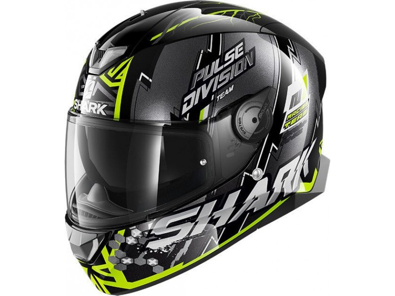 Casca integrala Shark Skwal 2.2 NOXXYS negru/gri/galben (ochelari soare integrati, pinlcok inclus, LED) L