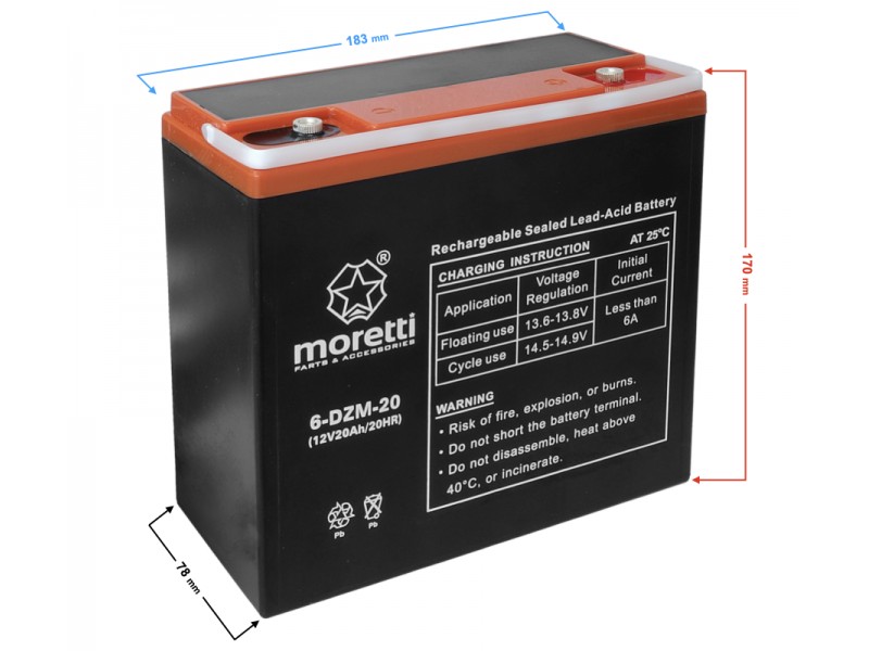 12V 20Ah 6-DZM-20 electric scooter battery