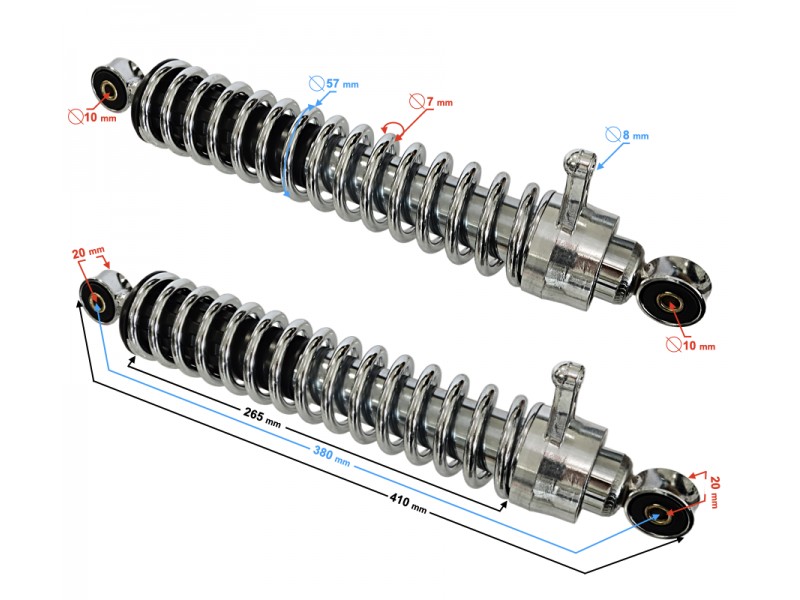 Rear shock absorbers for MZ 250 380mm long