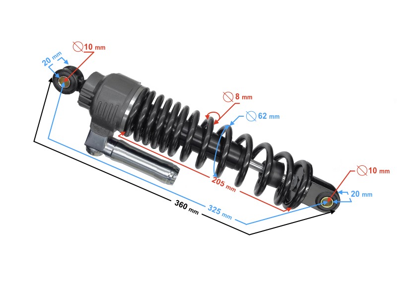 Rear shock absorber for the E-Max scooter