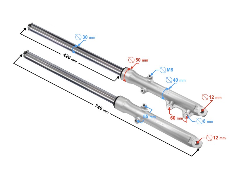 Front shock absorbers for Fighter 2, silver
