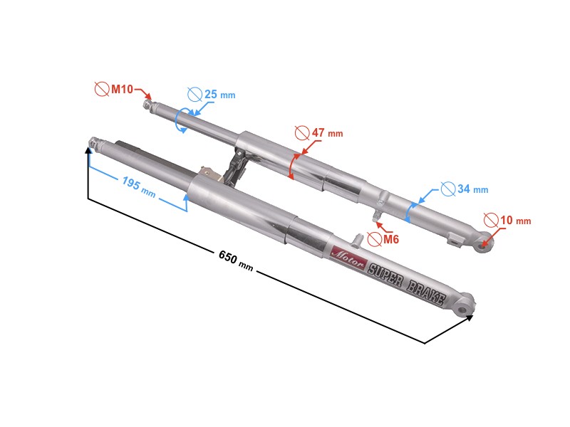 Front shock absorbers for Ranger Classic moped (E4)