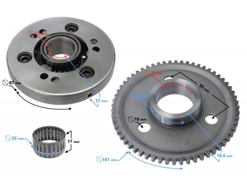 Scooter Flywheel Flywheel 4T 125cc O22mm