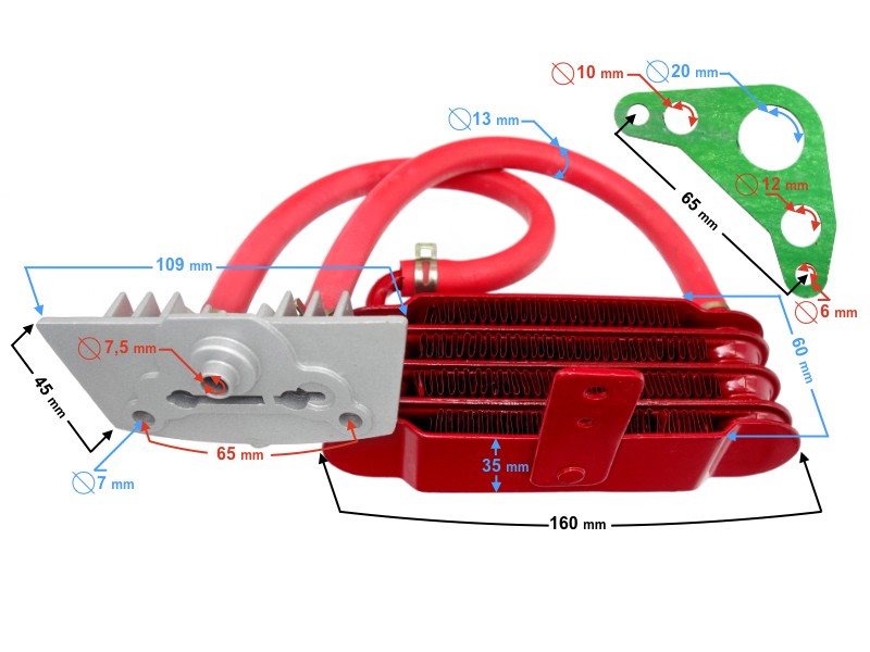 Red Oil cooler for moped