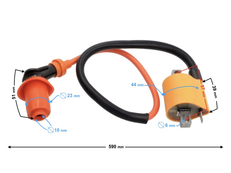 Ignition coil for 4T moped / red