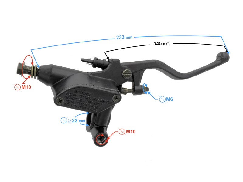 Handbrake lever with a pump for Hyper 125 motorcycle