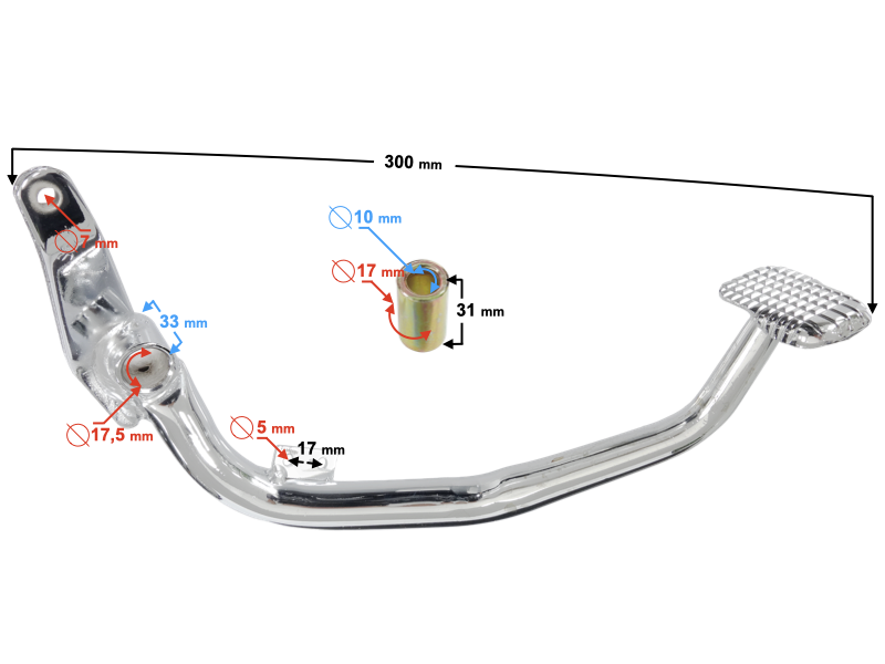 Rear brake pedal lever for Sprint 2 moped