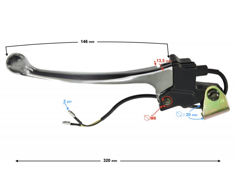 Left rear brake lever for Huragan 5 scooter