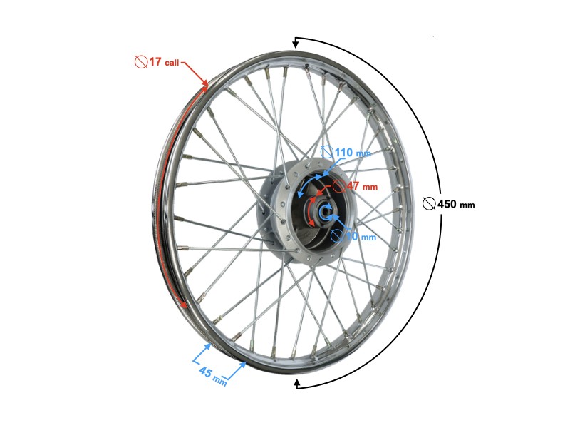 Front rim 17 – 1,20 with drum brake for Ranger Classic moped