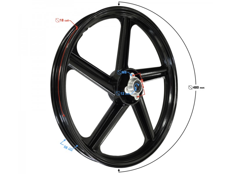 Aluminum front rim 18-1,60 with disc brake for Sprint 2 moped
