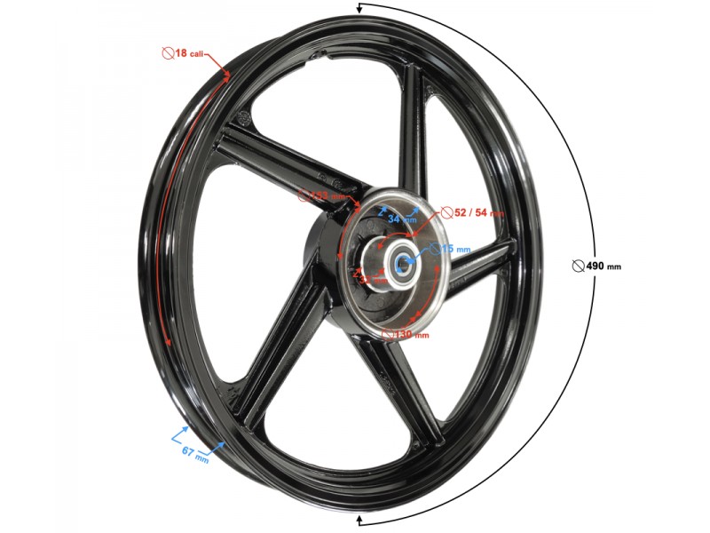Aluminum rear rim 18-1,85 with drum brake for Sprint 2 moped