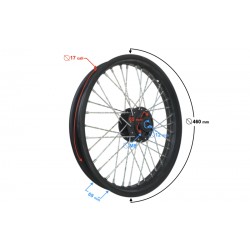 Front rim 17-3,00 with disc brake, spoked wheel, for motorcycle Cafe Racer