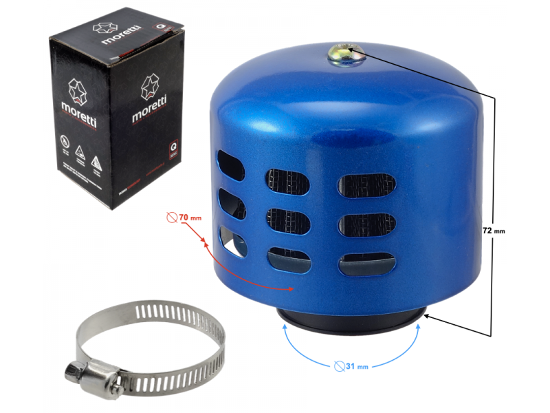 Cone air filter, blue, diameter 31 mm