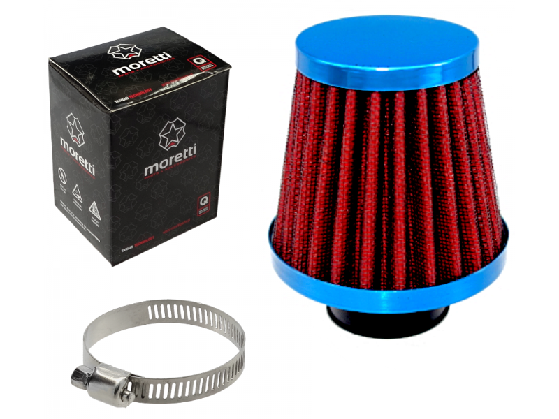 Cone air filter, blue-red, diameter 31 mm